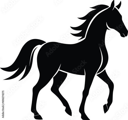 Elegant horse silhouette icon on white background