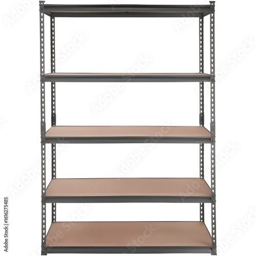 Isolated wooden shelves on a white background, perfect for showcasing empty products or bookshelf designs in a room or store interior