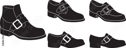 Collection of black platform boots and shoes silhouette