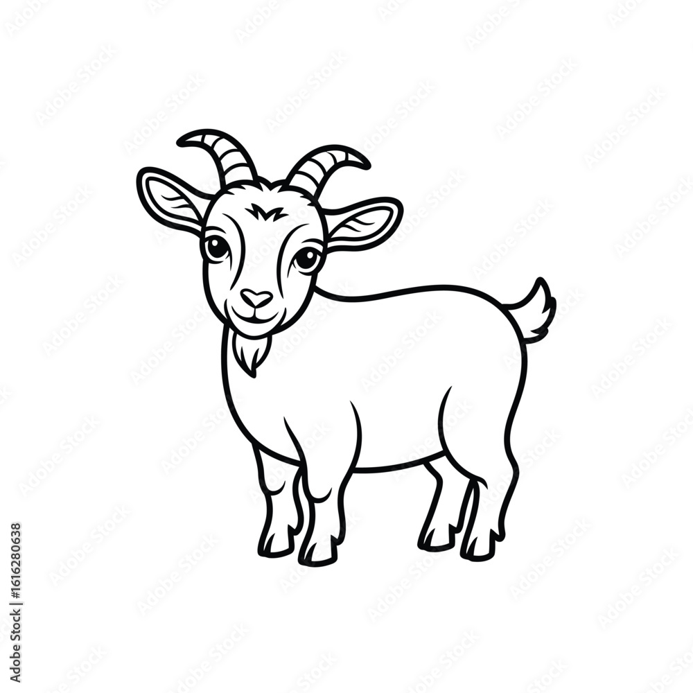 Fototapeta premium Cute goat standing animal cartoon