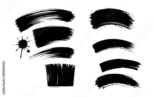 Ink stencil brush strokes and grunge lines with, callouts. Brush strokes in dirty style. Vector