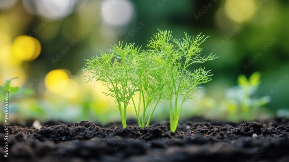 custom made wallpaper toronto digitalFresh Dill Plants Sprouting in Rich Soil During a Sunny Day in a Home Garden