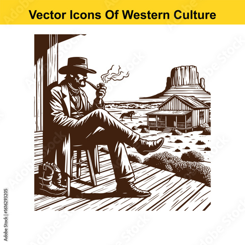 Smoke on the Range: Cowboy with Pipe or Cigarette & Horse