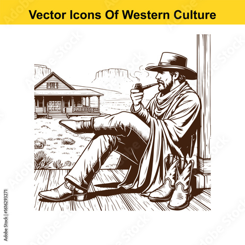 Smoke on the Range: Cowboy with Pipe or Cigarette & Horse