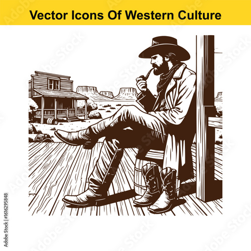 Smoke on the Range: Cowboy with Pipe or Cigarette & Horse