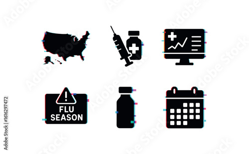 isolated backgond flu season iuenza strain map flu season vaccination kit flu season surveillance dashboard flu season break alert banner flu season antiviral vial flu season immunity