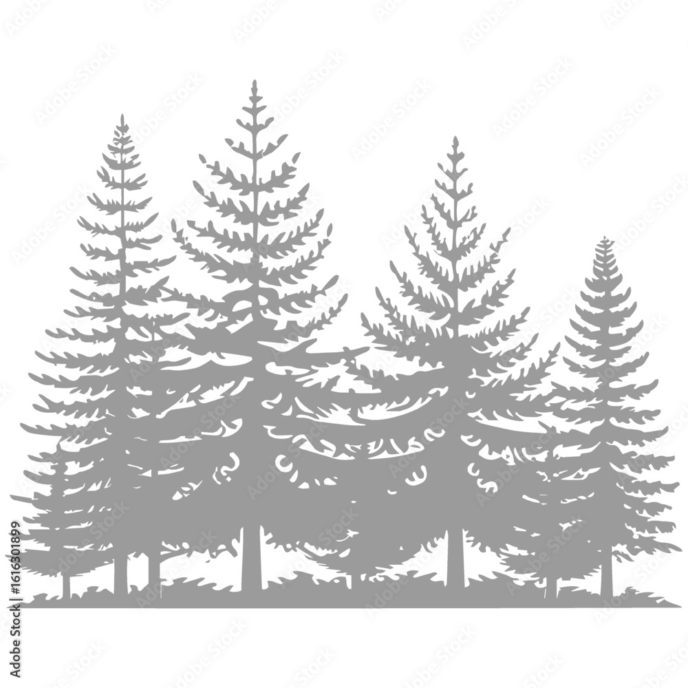 Fototapeta premium Silhouetted Pine Trees in a Row