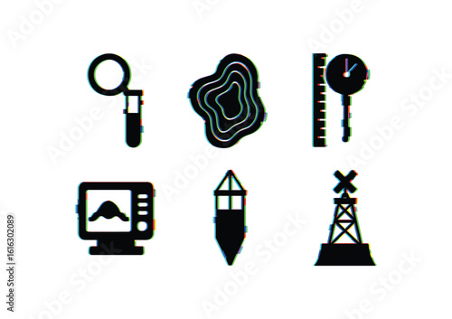isolated backgond plankton sampler reef topography map tide gau sonar scanner sediment corer navigation beacon