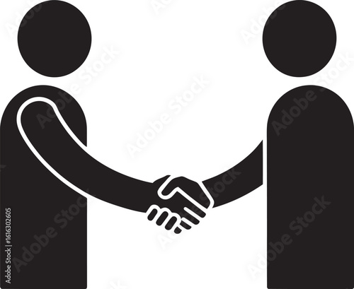 Minimalist Handshake Icon Between Two People Silhouette