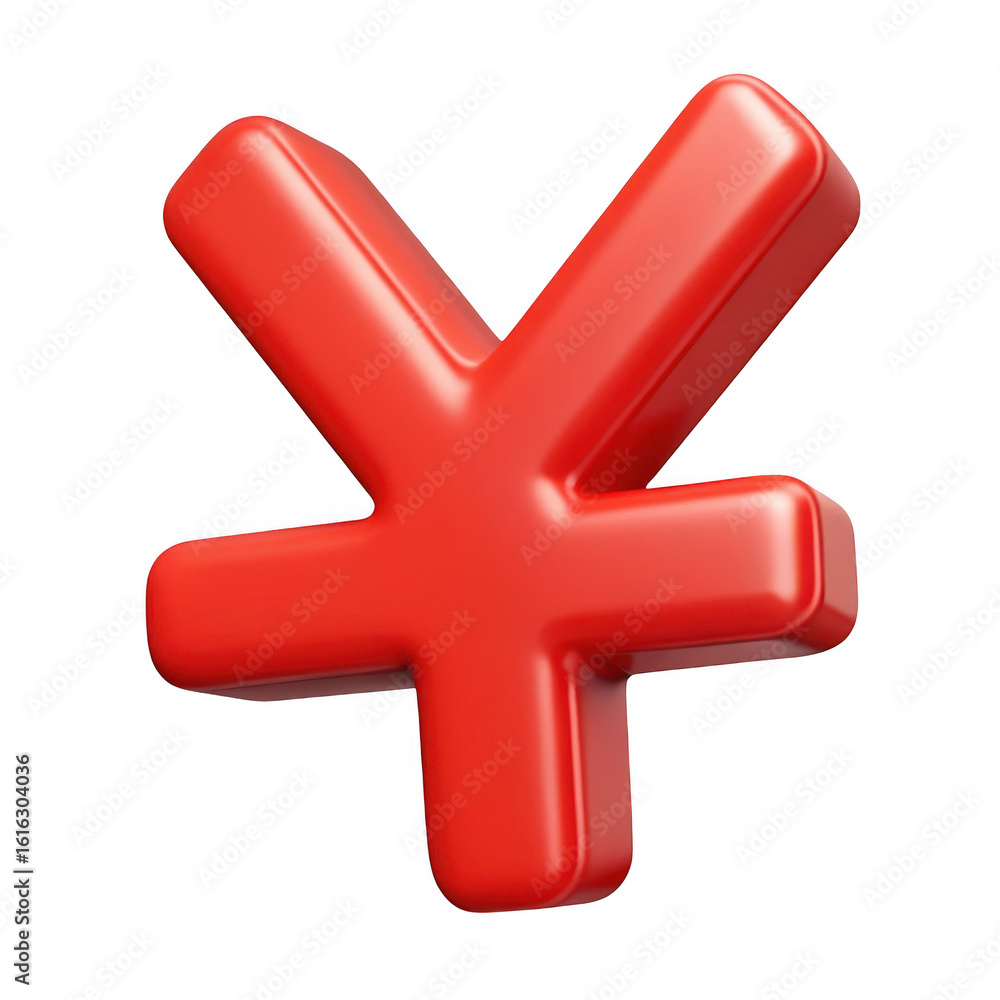 Obraz premium 3d red yen symbol isolated on transparent background