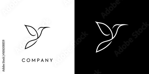 Line art bird logo Symbol icon Vector Design Template