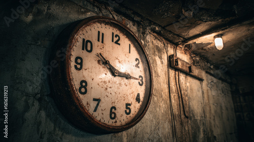 Wallpaper Mural Old Wall Clock in Decaying Room Torontodigital.ca