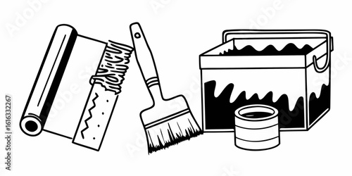 DIY home improvement tools ready for painting and decorating projects in a modern interior space