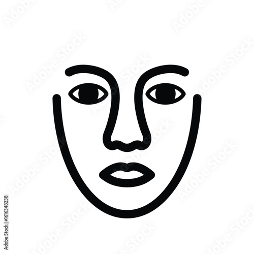 Vector illustration of human face icon isolated on white background