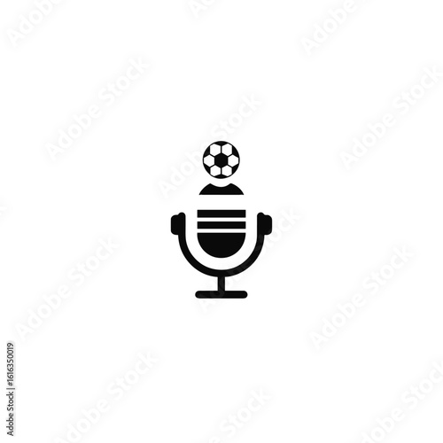 Microphone featuring a soccer ball on top, a minimalist illustration.