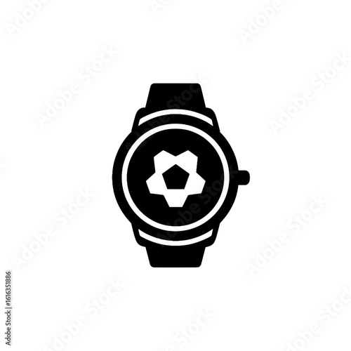A smartwatch displaying a soccer ball icon, a fusion of technology and sport.