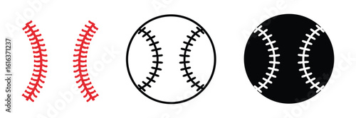 Softball icon set. Baseball silhouette, Baseball outline vector illustration