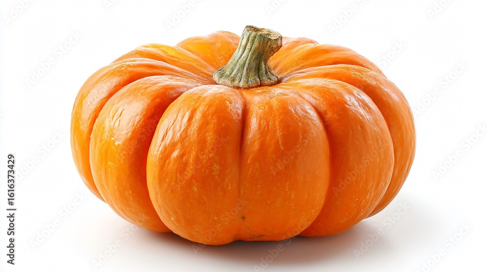 Obraz premium Vibrant Fresh Ripe Pumpkin on White Background for Creative Designs