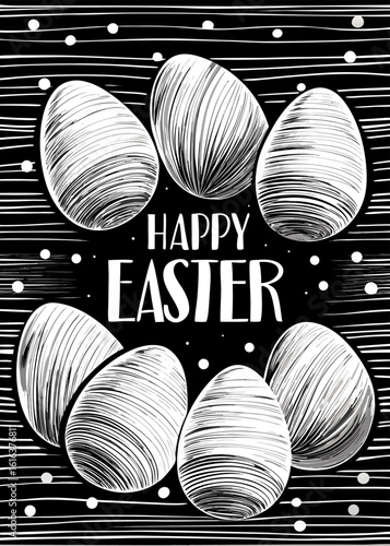 Happy Easter Chalkboard Style Eggs Design