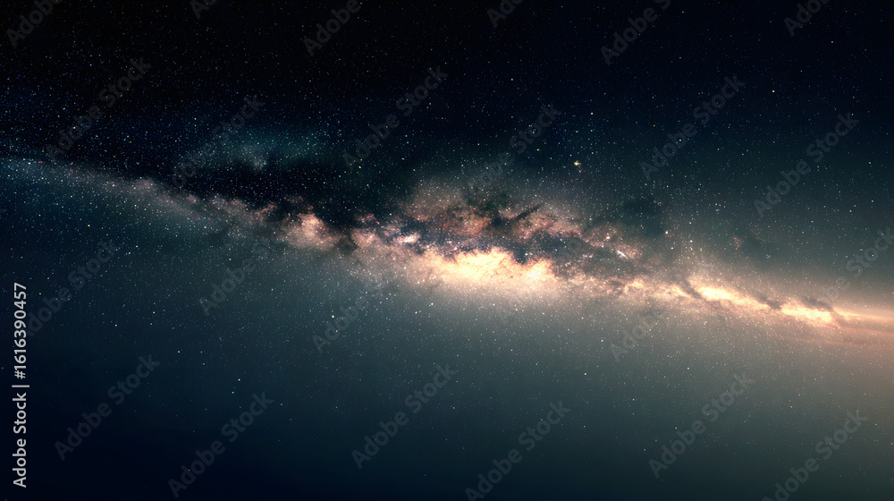 Fototapeta premium Vast Milky Way Galaxy with Glowing Nebula and Numerous Stars space