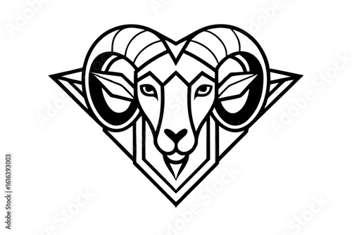 vector sheep head logo geometric design