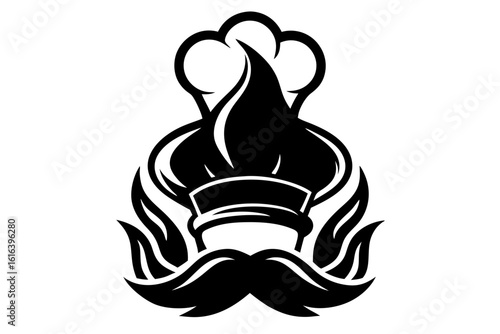  stylized icon featuring a chef hat and mustache vector