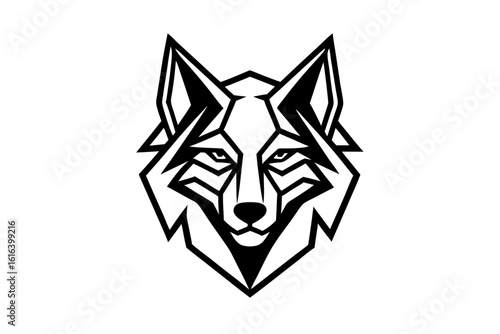 vector wolfdog head logo geometric design