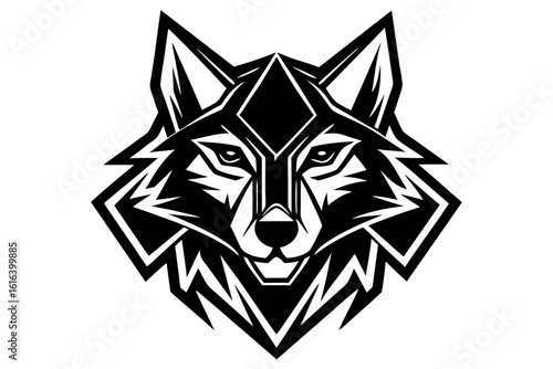 vector wolfdog head logo geometric design