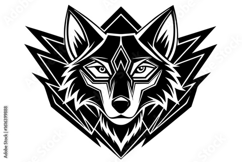 vector wolfdog head logo geometric design