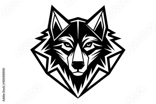 vector wolfdog head logo geometric design