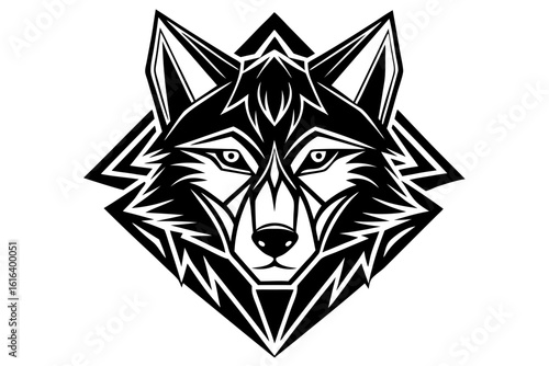 vector wolfdog head logo geometric design