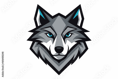 vector wolfdog head logo geometric design