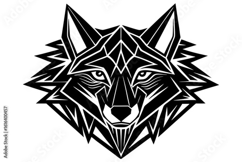 vector wolfdog head logo geometric design