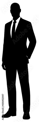 Silhouette of a Businessman in a Suit Isolated on White Background