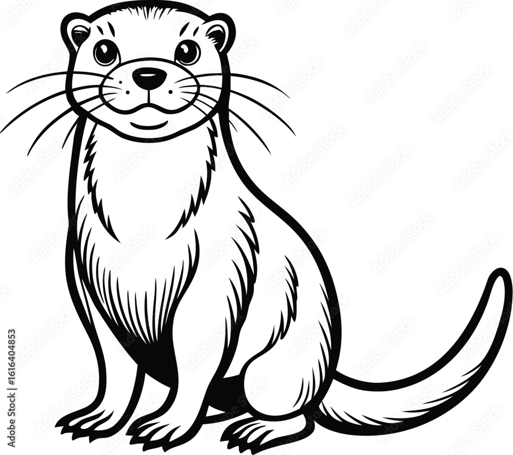 Otter silhouette, line art animal, vector illustration, minimal otter sketch, aquatic wildlife drawing Otter silhouette, line art animal, vector illustration, minimal otter sketch, aquatic wildlife drawing