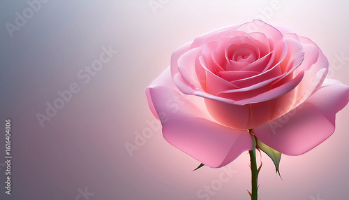 Wallpaper Mural cute pink rose with gradient translucent petals and long stem anime inspired perfect for minimalist romantic decorations and valentiners day Torontodigital.ca