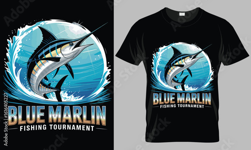 Blue Marlin Fishing Tournament T-Shirt Design - Big Game Angler Graphic