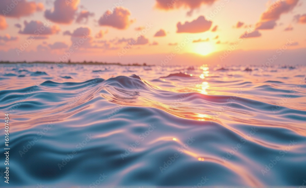 Obraz premium rippled water surface at sunset