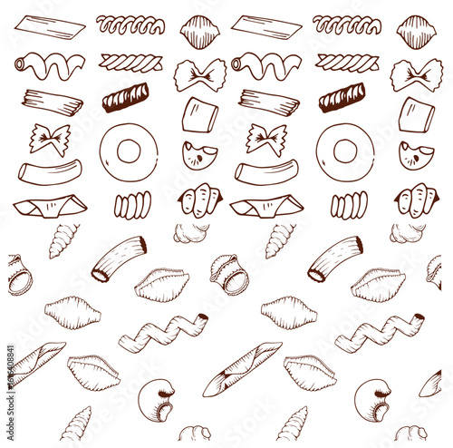 Vector sketch icons set of Italian pasta variety stock illustration