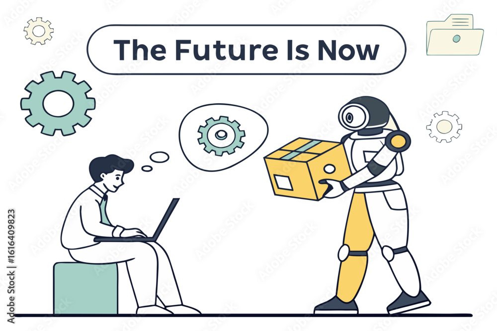 Fototapeta premium AI‑powered present: The Future Is Now vector