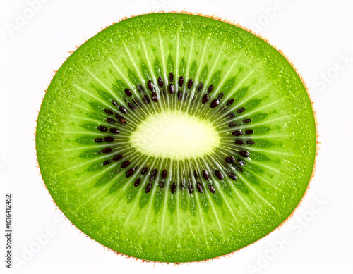 Slice of fresh kiwi fruit isolated on white background