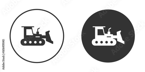 Bulldozer icon vector illustration solid. vector logo template in trendy flat style