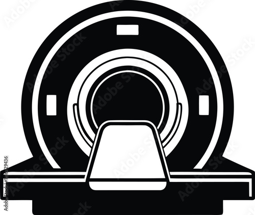 MRI scanner silhouette, medical  machine icon,  diagnostic equipment vector, line art healthcare illustration