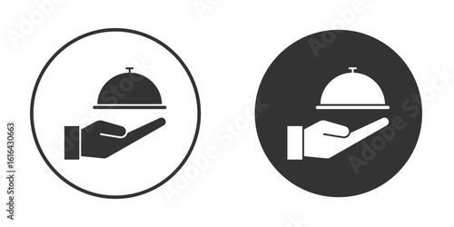 Hand holding tray icon vector illustration solid. vector logo template in trendy flat style