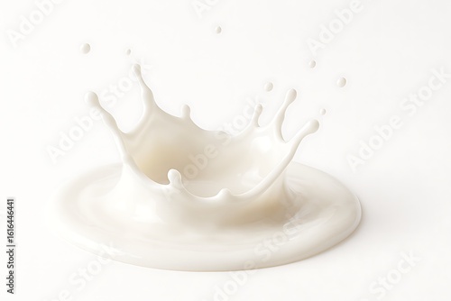 A dynamic splash of milk creates a crown shape on a white background