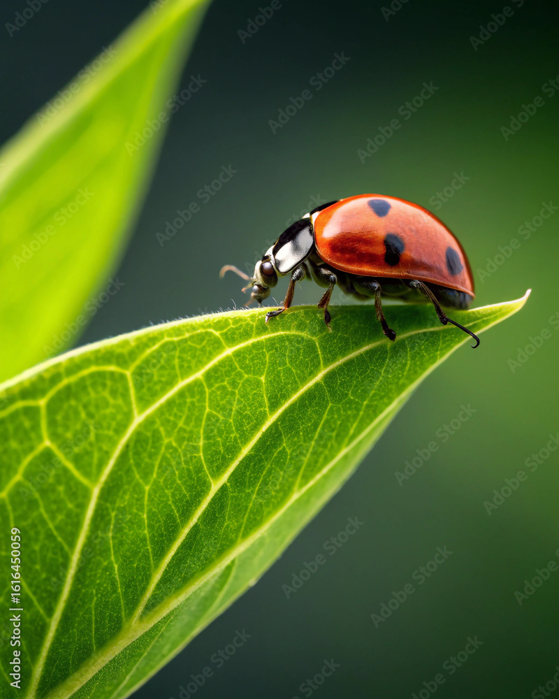 Naklejka premium ladybug on leaf