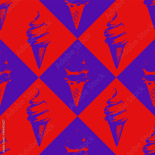 Endless vector seamless pattern consisting of various colorful graphic elements.