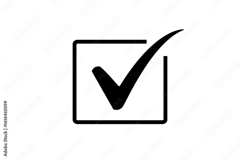 Fotografie black checkbox with checkmark, completion symbol design, selection icon for busi