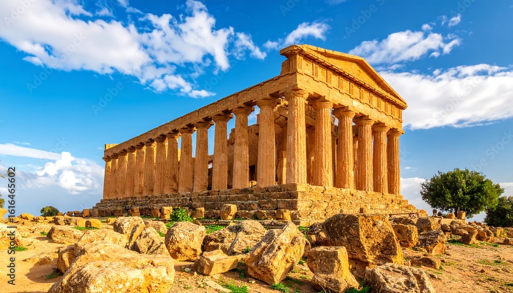 Fototapeta premium Ancient temple ruins against a vibrant sky