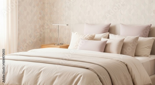 Cozy bedroom with plush pillows and soft bedding